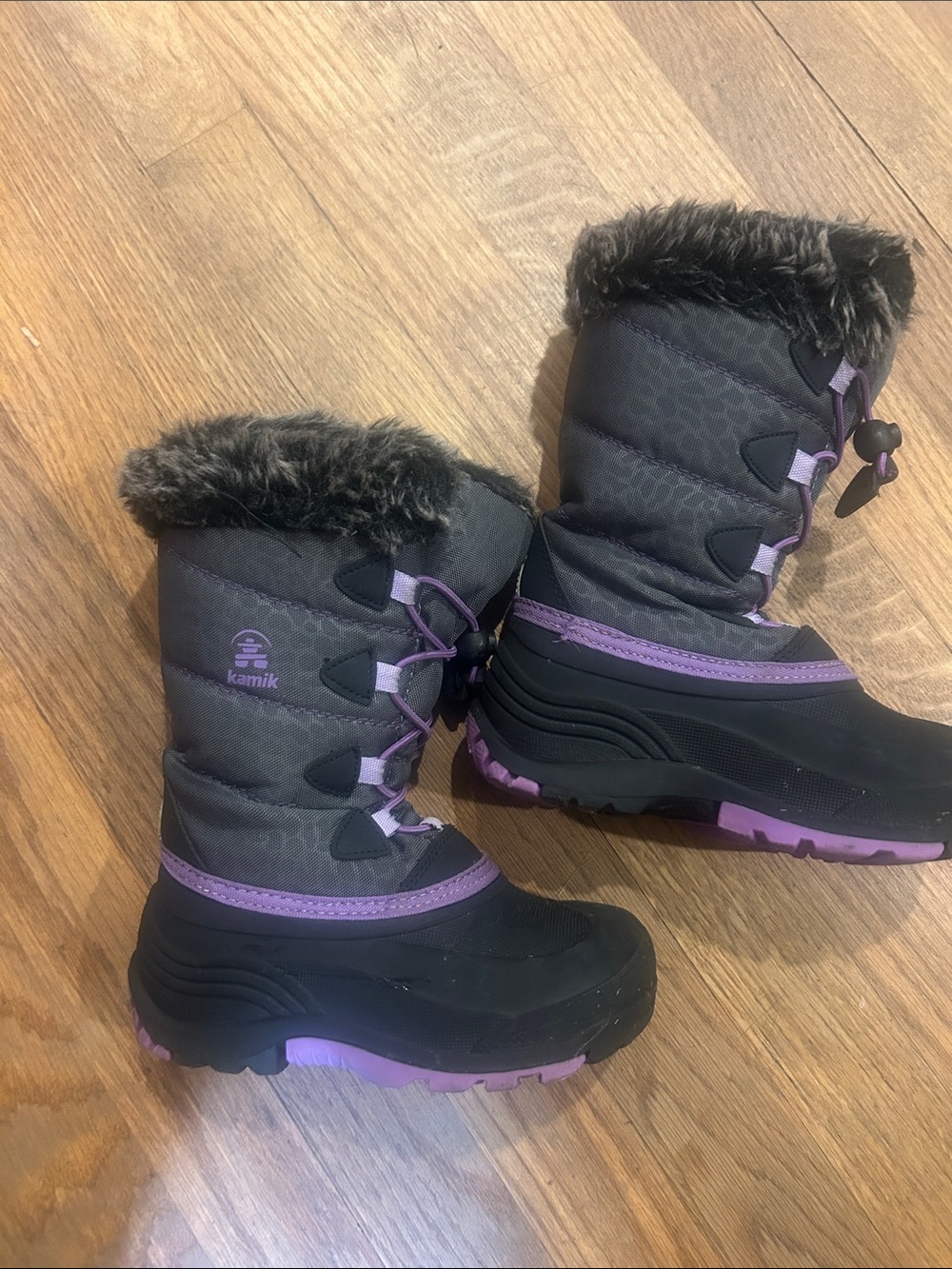 Kamik little Kids Gray & Purple Insulated Winter Mittens size 11